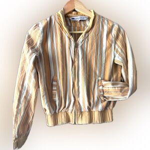 big kids jacket american rhino made in Kenya striped pale yellowish orange zips